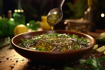 Wooden Table with Salad Bowl