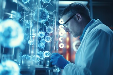 Poster - man working on machine in lab