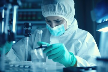 Poster - Woman in Lab Coat Working in Laboratory