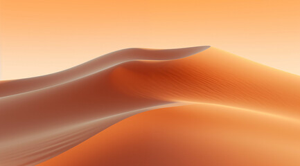 A light orange sand dune with a smooth, flowing shape in a desert at sunset. The background is a gradient of orange and yellow. Soft, dreamy mood.