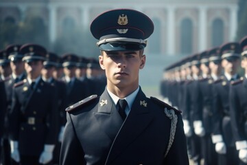 Poster - Military Uniformed Man Standing Amongst Others