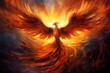 A phoenix rising from mystical flames.