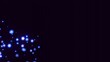 blau leuchtende Lichter in Bewegung, Glitzer, Sterne, Punkte, Kreise, Rotation, Größe, Anordnung, bunt, farbenfroh, Verlauf, übergang, wechsel, Muster, animiert, bewegung, loop