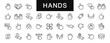 Hand thin line icons. hand icon. Hands symbols set. Handshake. hand symbol. Vector