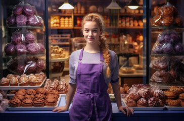 Canvas Print - Bakery staff smiles brightly at customers