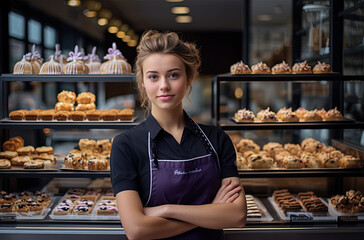 Canvas Print - Bakery staff smiles brightly at customers