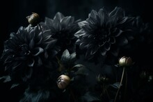 Black Flowers. Generative AI