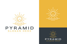 Sacred Geometric Sun Light Pyramid Ancient Cosmos Logo Design Branding Template