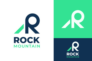 Initial Monogram Letter R in Mountain for Success Win Triumph Glory Champion Career Logo Design Branding Template