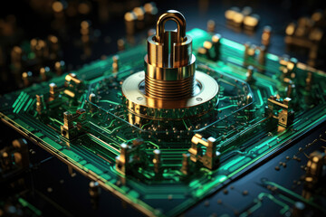 Aufkleber - depicting the concept of cyber security with a padlock symbol, emphasizing the importance of data pr