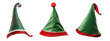 Set of elf hats isolated on transparent background.