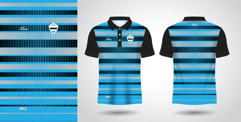 blue and black polo sport shirt sublimation jersey design template