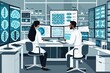 © KengVit14 - Modern Medical Research Laboratory Scientists Use Computer with Screen Showing DNA Analysis, Specialists Discuss Innovative Technology.AI generated
