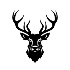 Wall Mural - Deer head logo icon. Abstract drawing deer with horns.