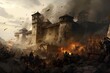Siege of a medieval castle.