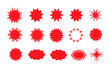 © gala - Collection red stars stickers and badges for promotion.Starburst stickers set - a collection of round and oval bright labels and buttons with promotional offers isolated on a white background.