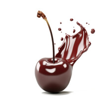 Chocolate Splash With Cherry Isolated
