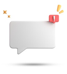 Fototapete - 3d rendering of speech bubble, 3D pastel chat with exclamation mark icon set.