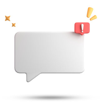 3d rendering of speech bubble, 3D pastel chat with exclamation mark icon set.
