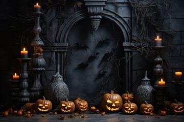 Happy Halloween Decorations Background. Wallpaper. Backdrop. Decorative. Illustration