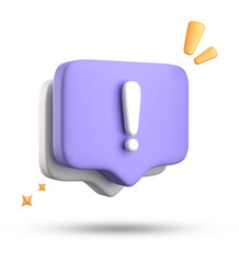 Fototapete - 3d rendering of speech bubble, 3D pastel chat with exclamation mark icon set.