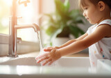 Fototapeta Tulipany - Wellness closeup or child washing hands in the bath