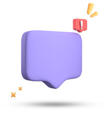 Fototapete - 3d rendering of speech bubble, 3D pastel chat with exclamation mark icon set.