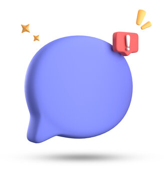 3d rendering of speech bubble, 3D pastel chat with exclamation mark icon set.