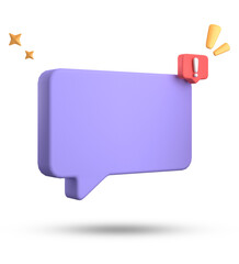 Fototapete - 3d rendering of speech bubble, 3D pastel chat with exclamation mark icon set.