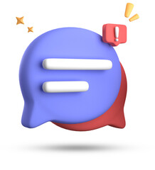 Fototapete - 3d rendering of speech bubble, 3D pastel chat with exclamation mark icon set.