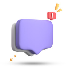 Fototapete - 3d rendering of speech bubble, 3D pastel chat with exclamation mark icon set.