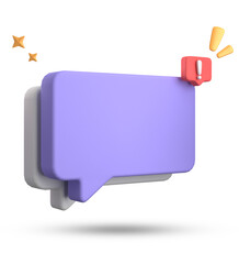 Fototapete - 3d rendering of speech bubble, 3D pastel chat with exclamation mark icon set.