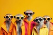 A trio of fashionable meerkats sporting stylish sunglasses