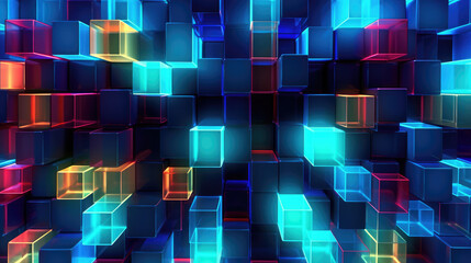 Poster - Abstract Wallpaper Background in Colorful Squares extreme closeup. Generative AI