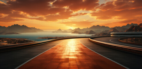 Wall Mural - The empty track at sunset