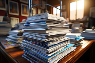 Canvas Print - A stack of medical records, emphasizing the importance of health history in healthcare. Concept of medical documentation. Generative Ai.