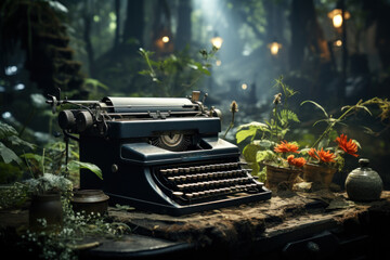 Fototapete - A portfolio of creative writing, embodying the imagination and literary talent of an author. Concept of storytelling. Generative Ai.