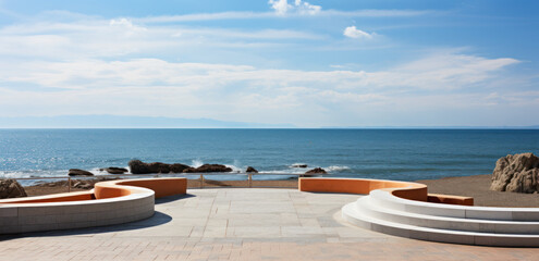 Wall Mural - An empty parking lot by the sea