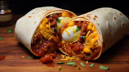 Wall Mural - breakfast burrito with decoration