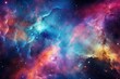 Space nebula forming a new neon color galaxy in space