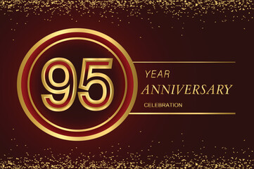 Wall Mural - 95th anniversary logo with gold double line style decorated with glitter and confetti Vector EPS 10