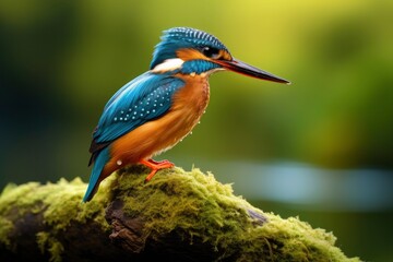 Wall Mural - Kingfisher sitting on the tree branch.