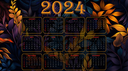 happy new year 2024 calendar layout