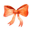 Watercolor red bow. Hand-drawn illustration isolated on the white background