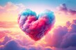 Beautiful colorful valentine's day heart in the clouds as abstract background.