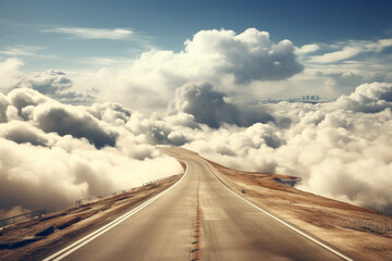 Wall Mural - An empty parking lot surrounded by clouds