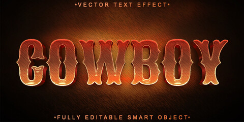 Poster - Worn Western Cowboy Bronze Vector Fully Editable Smart Object Text Effect