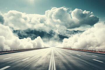 Wall Mural - An empty parking lot surrounded by clouds