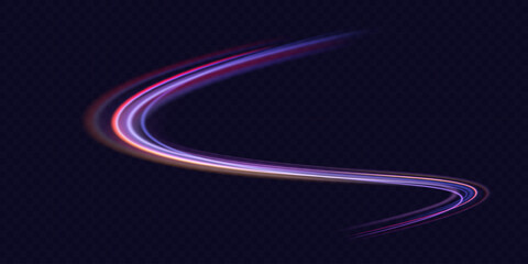 Poster - high speed effect motion blur night lights blue and red. futuristic neon light line trails. bright s