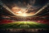 Fototapeta Sport - An expansive soccer field within an empty stadium
